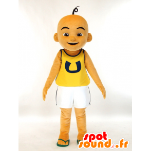 Upin maskotka, łysy chłopak opalony i uśmiechnięty - MASFR27437 - Yuru-Chara japońskie Maskotki