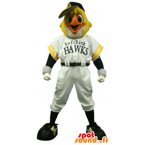 Maskot měkké bankovní Hawks, žluté a bílé sportovní hawk - MASFR27451 - Yuru-Chara japonské Maskoti