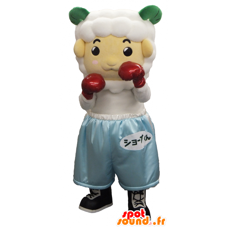 Maskotti Shope-kun, valkoinen ram nyrkkeilijä järjestetään - MASFR27455 - Mascottes Yuru-Chara Japonaises