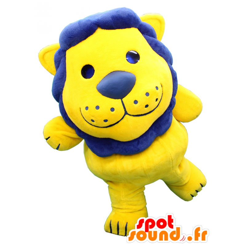 Takatoshi Lion Maskottchen, gelb und blau riesigen Löwen - MASFR27467 - Yuru-Chara japanischen Maskottchen