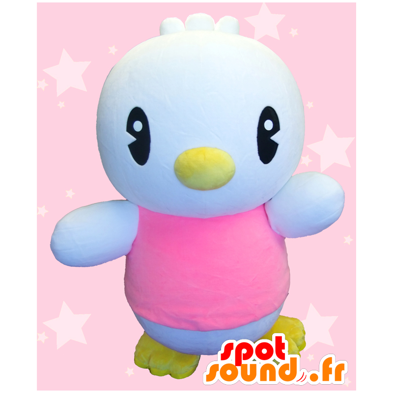 Piyomaru mascotte, grande uccello bianco vestita di rosa - MASFR27504 - Yuru-Chara mascotte giapponese