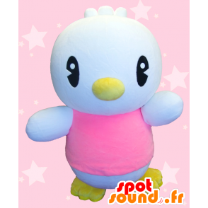 Piyomaru Maskottchen, große weiße Vogel in rosa gekleidet - MASFR27504 - Yuru-Chara japanischen Maskottchen