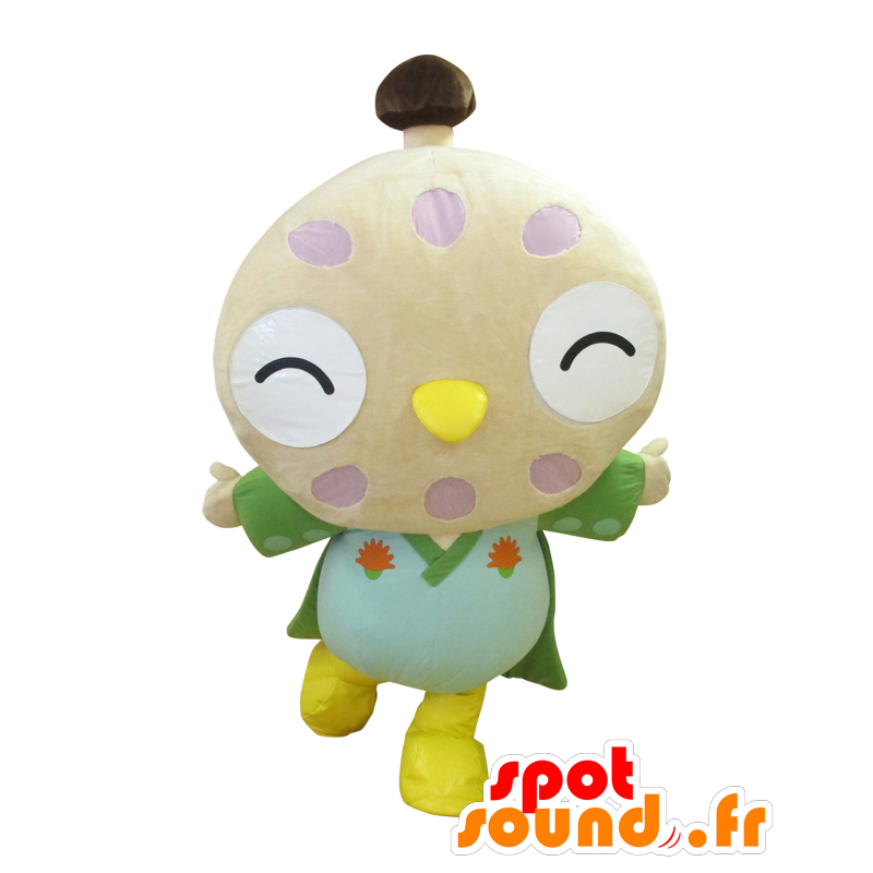 Mascotte Chonan Machi, beige grande uccello, con un kimono - MASFR27512 - Yuru-Chara mascotte giapponese