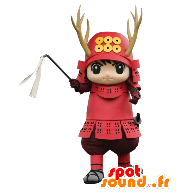 Yukki maskot, röd samurai med rådjur - Spotsound maskot