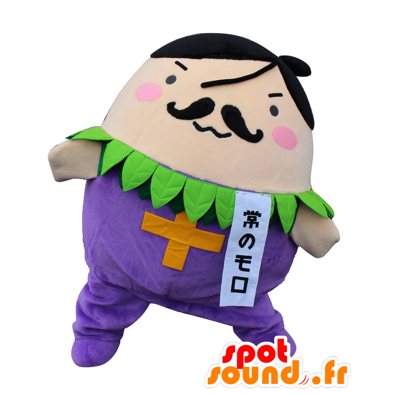 Mascot Moro, Aubergine lila mit einem gelben Kreuz - MASFR27604 - Yuru-Chara japanischen Maskottchen