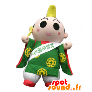 Mascot YashiroAkira-kun. Rei mascote em traje verde - MASFR27623 - Yuru-Chara Mascotes japoneses