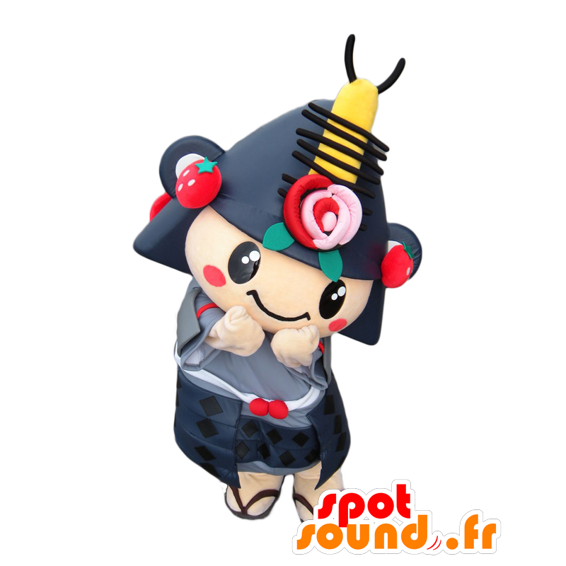 Mascotte de Machihana. Mascotte de samouraï, ninja noir et rouge - MASFR27639 - Mascottes Yuru-Chara Japonaises