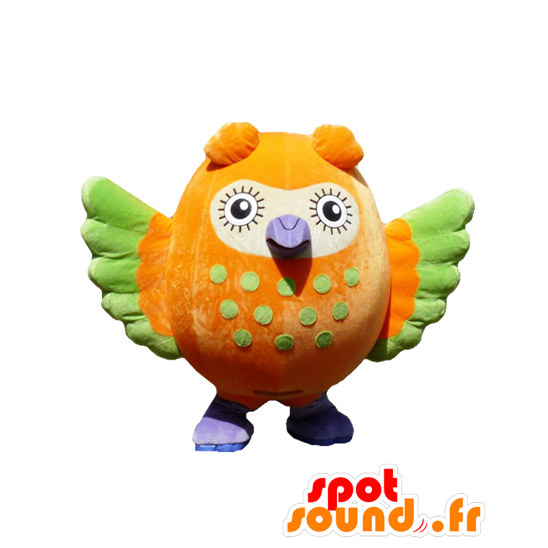 Mascot Hororu. Coruja mascote laranja, roxo e verde - MASFR27660 - Yuru-Chara Mascotes japoneses