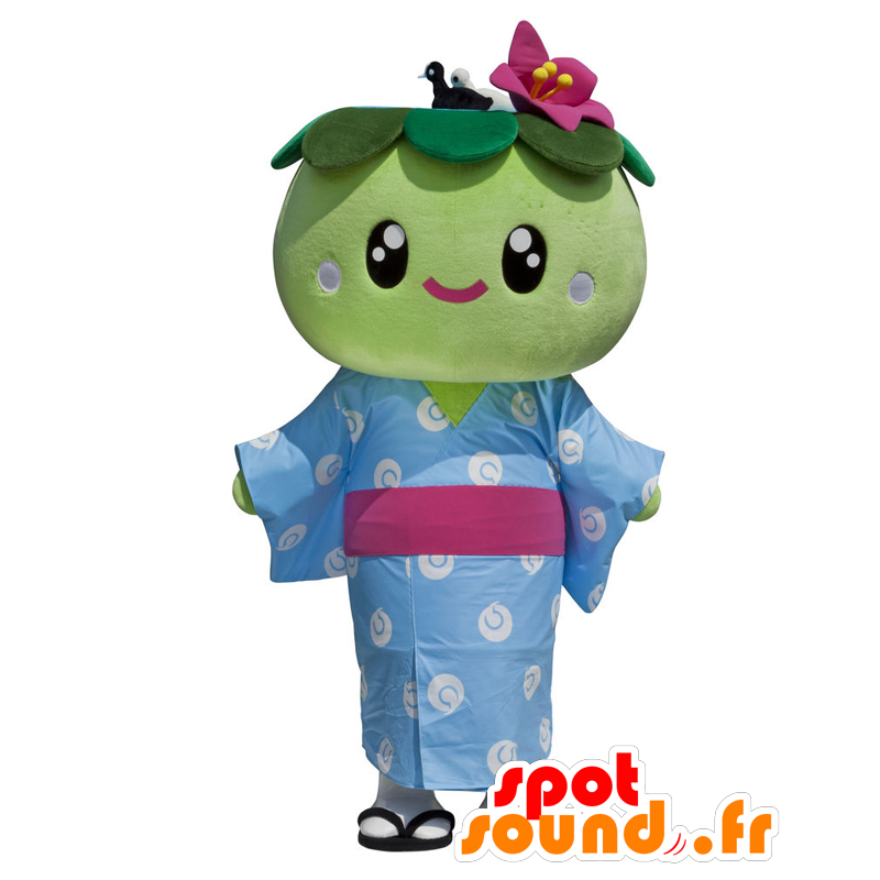 Mascot Abikachan. Mascot groene bloem kimono - MASFR27689 - Yuru-Chara Japanse Mascottes