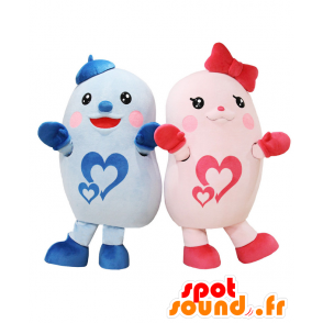 2 Maskottchen der Blau und Pink Fantasy-Kreaturen - MASFR27719 - Yuru-Chara japanischen Maskottchen