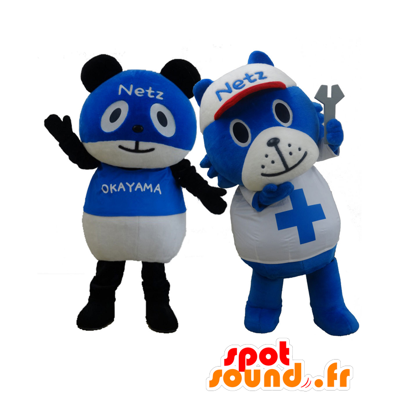 Δύο μασκότ panda, μπλε και λευκό - MASFR27721 - Yuru-Χαρά ιαπωνική Μασκότ