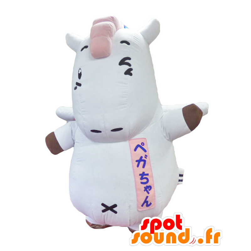 Pega-chan Maskottchen. Maskottchen Pferd weiß und rosa - MASFR27759 - Yuru-Chara japanischen Maskottchen