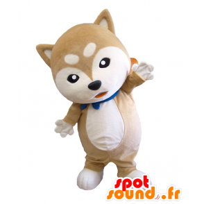 Isaburo mascot. Brown and white dog mascot - MASFR27776 - Yuru-Chara Japanese mascots