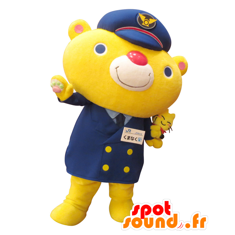 Maskot Tabi-Nyan. žlutá kočka maskot v modrém oblečení - MASFR27809 - Yuru-Chara japonské Maskoti