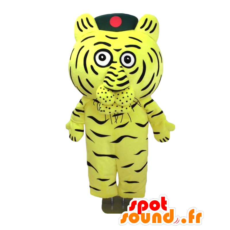 Mascotte de petit tigre jaune avec une casquette sur la tête - MASFR27823 - Mascottes Yuru-Chara Japonaises