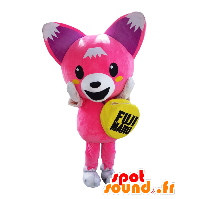 Fujimaru-kun mascot, pink and white dog, original and fun - MASFR27902 - Yuru-Chara Japanese mascots