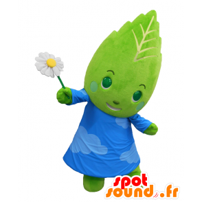 Midori mascotte, foglia verde con il vestito cielo color - MASFR27927 - Yuru-Chara mascotte giapponese