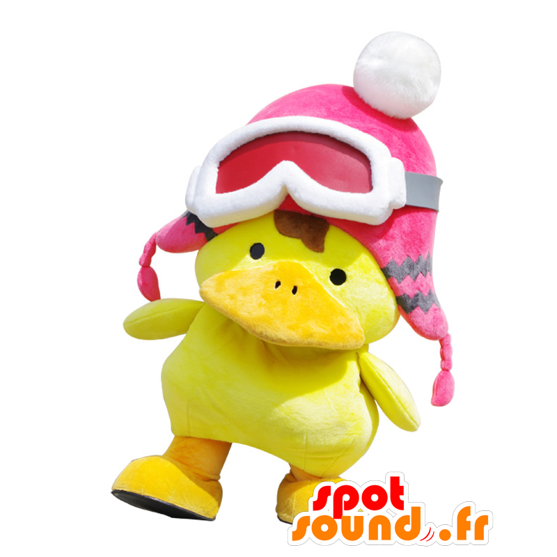 Kunio mascot, yellow duck and orange with a big shot - MASFR27940 - Yuru-Chara Japanese mascots