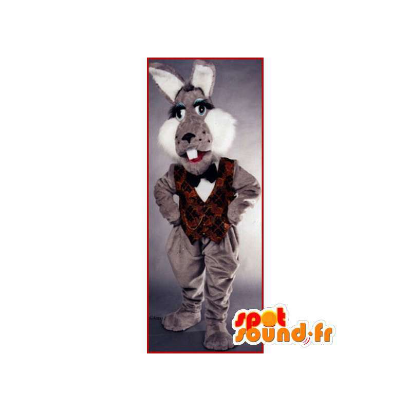 Mascotte de lapin de Pâques, costume de lapin blanc très élégant
