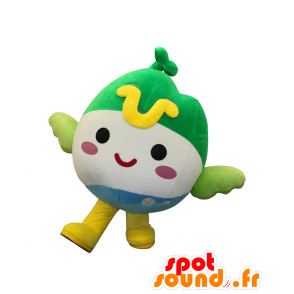 Mascot Hitamaru - branco rodada mascote pássaro, verde e azul - MASFR28041 - Yuru-Chara Mascotes japoneses