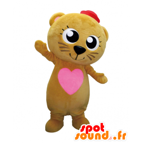 Lapland-kun maskot. brun teddy maskot med et hjerte - MASFR28097 - Yuru-Chara japanske Mascots