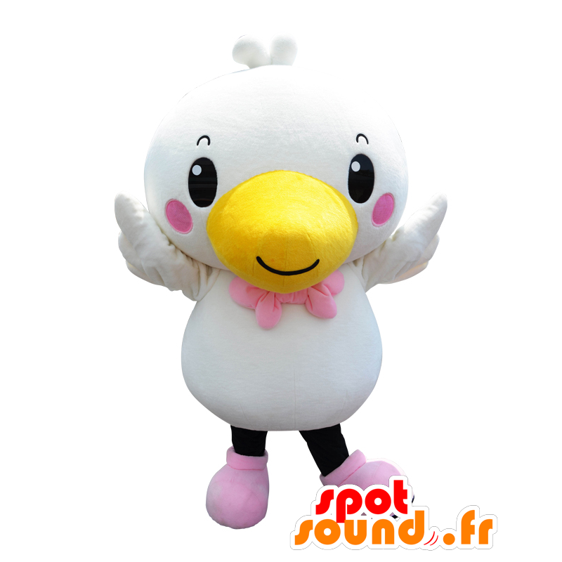 Mascotte de Pekko chan. Mascotte d'oiseau blanc et jaune - MASFR28131 - Mascottes Yuru-Chara Japonaises