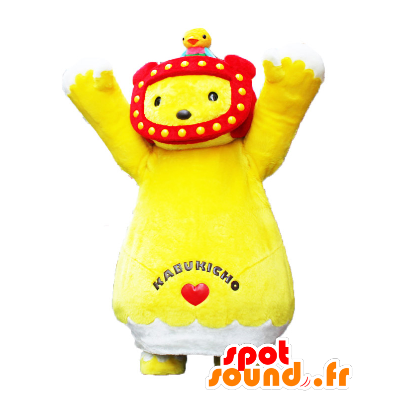 Kabukichan mascotte. Giallo mascotte orsacchiotto con le cuffie - MASFR28205 - Yuru-Chara mascotte giapponese