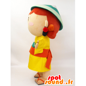 Tamahime-chan maskot. Flickamaskot med hatt - Spotsound maskot