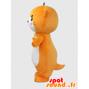 Maskot Ichikawa. oranžová a bílá vydra maskot - MASFR28229 - Yuru-Chara japonské Maskoti