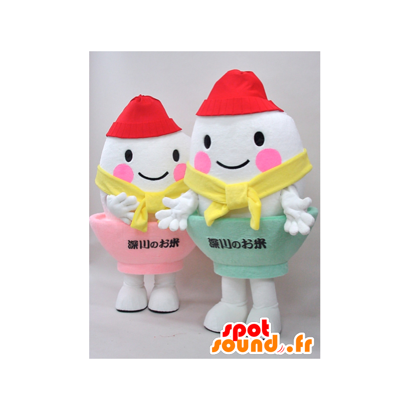 Kometchi mascots. 2 mascots of eggs in egg cups - MASFR28279 - Yuru-Chara Japanese mascots