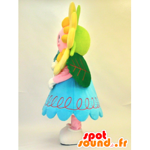 Mascot Mina. Mascot flor amarela com um vestido azul - MASFR28292 - Yuru-Chara Mascotes japoneses