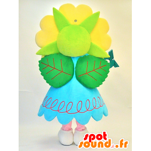 Mina mascot. Mascot yellow flower with a blue dress - MASFR28292 - Yuru-Chara Japanese mascots