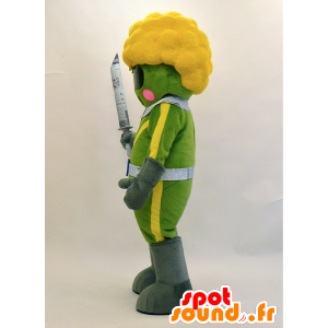 Um personagem de desenho animado de um ninja verde e amarelo