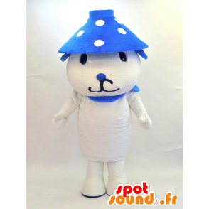 Bílý pes maskot s polka dot čepici - MASFR28321 - Yuru-Chara japonské Maskoti