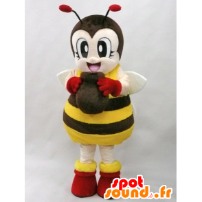 Mascotte de Mitchi. Mascotte d'abeille jaune et marron - MASFR28422 - Mascottes Yuru-Chara Japonaises