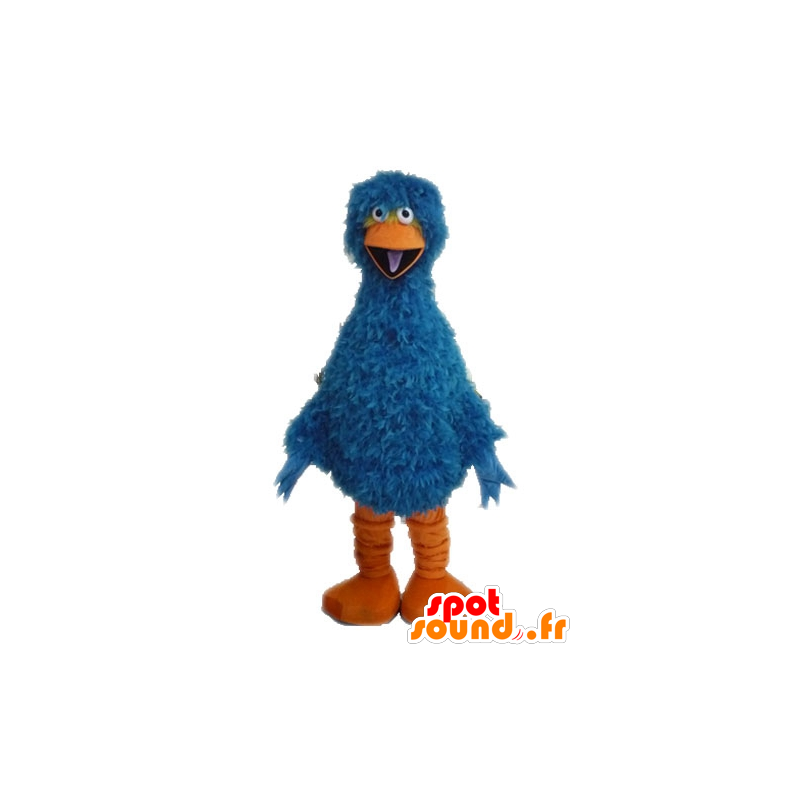 Azul mascote pássaro e laranja, peludo e engraçado - MASFR028606 - aves mascote