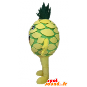 Maskot gul og grøn ananas, kæmpe. Frugt maskot - Spotsound