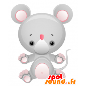 Gigante mascotte del mouse, grigio e rosa - MASFR028737 - Mascotte 2D / 3D