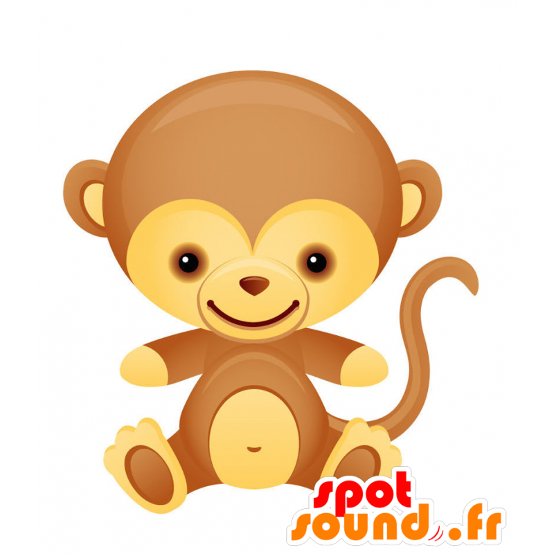 Ilustração do logotipo dos desenhos animados de mascote de macaco bonito