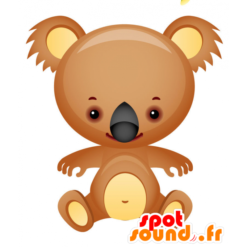 Mascot bruin en geel koala, zeer succesvol en lachend - MASFR028746 - 2D / 3D Mascottes