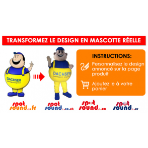 Mascot blauw en geel nijlpaard, kleurrijk en plezier - MASFR028748 - 2D / 3D Mascottes