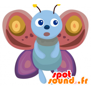 Mascot borboleta rosa, roxo e azul, engraçado e colorido - MASFR028879 - 2D / 3D mascotes