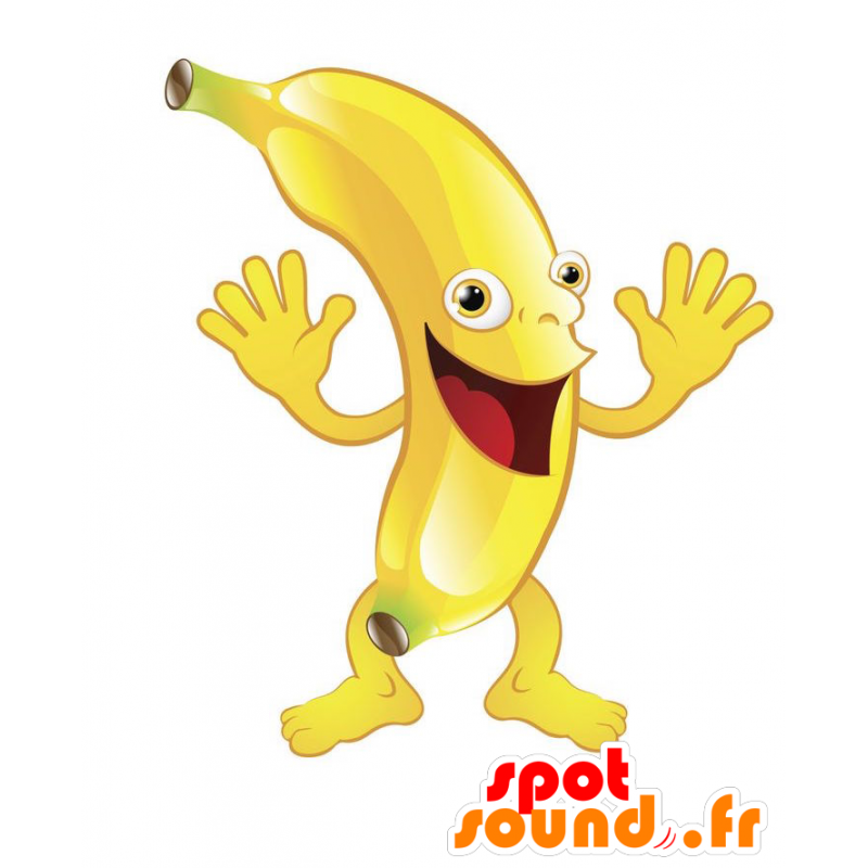 Giant banane mascotte gialla. Mascotte frutta esotica - MASFR028894 - Mascotte 2D / 3D