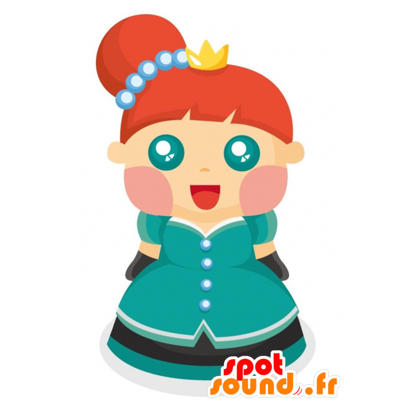 Mascote Queen com um vestido azul. boneca Mascot - MASFR029016 - 2D / 3D mascotes