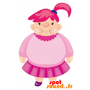 Mascot mollig meisje, gekleed in roze - MASFR029032 - 2D / 3D Mascottes