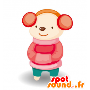 La mascota del oso polar, vestido con traje de invierno colorido - MASFR029095 - Mascotte 2D / 3D