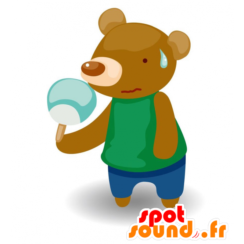 Mascot Braunbär mit Eis. Teddy Maskottchen - MASFR029103 - 2D / 3D Maskottchen