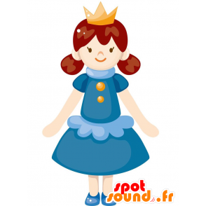 Da mascote da menina, princesa que veste um vestido azul - MASFR029128 - 2D / 3D mascotes