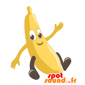 Mascotte de banane jaune géante. Mascotte de fruit exotique - MASFR029153 - Mascottes 2D/3D