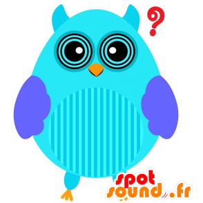 Mascotte de hibou bleu, amusant et dodu - MASFR029205 - Mascottes 2D/3D